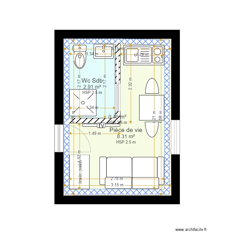 VIDELIER Axel. Plan de 3 pièces et 26 m2