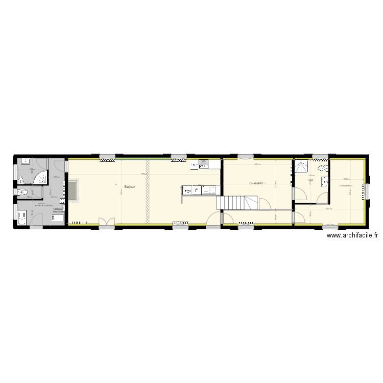 REZ DE CHAUSSEE Etat projeté coté. Plan de 0 pièce et 0 m2