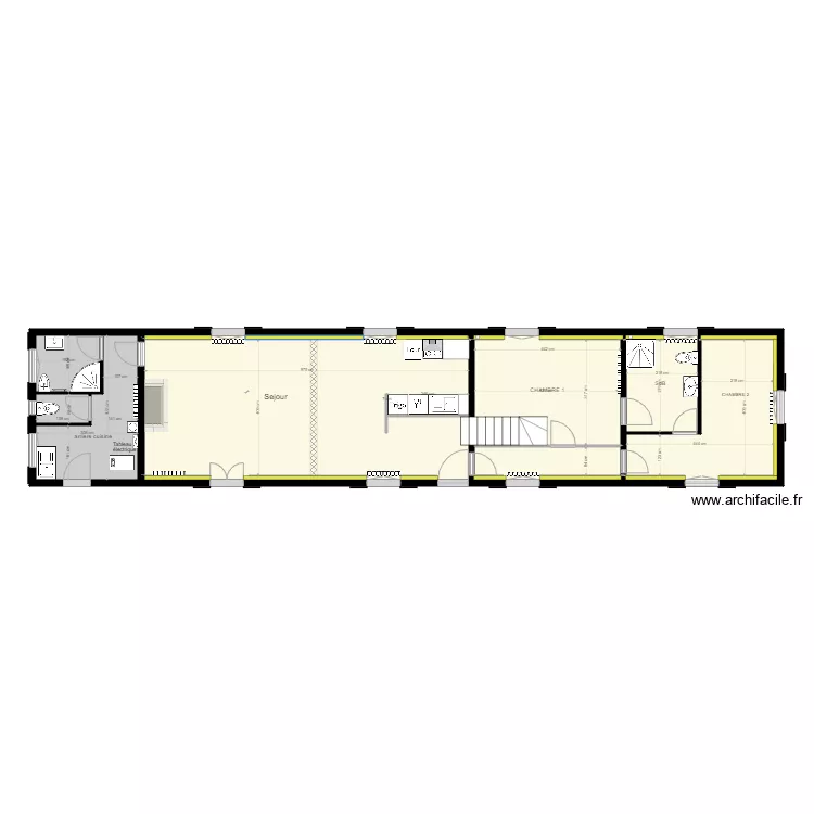 REZ DE CHAUSSEE Etat projet&eacute; cot&eacute;. Plan de 