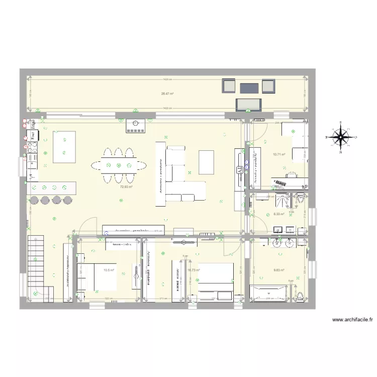 maison 300m2 &eacute;tage 1. Plan de 