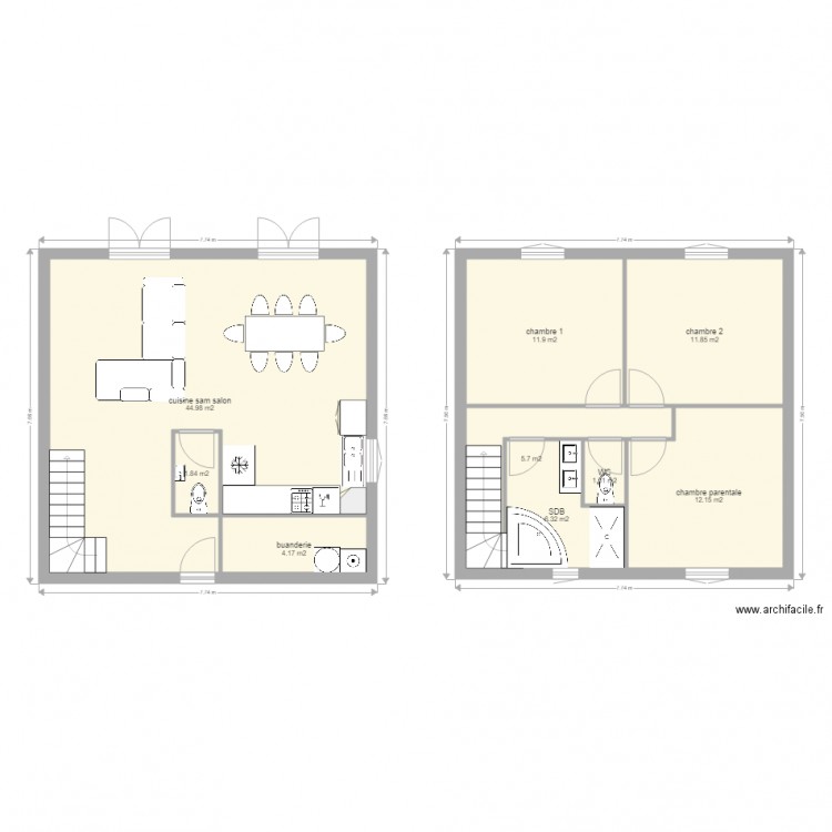 r+1. Plan de 0 pièce et 0 m2