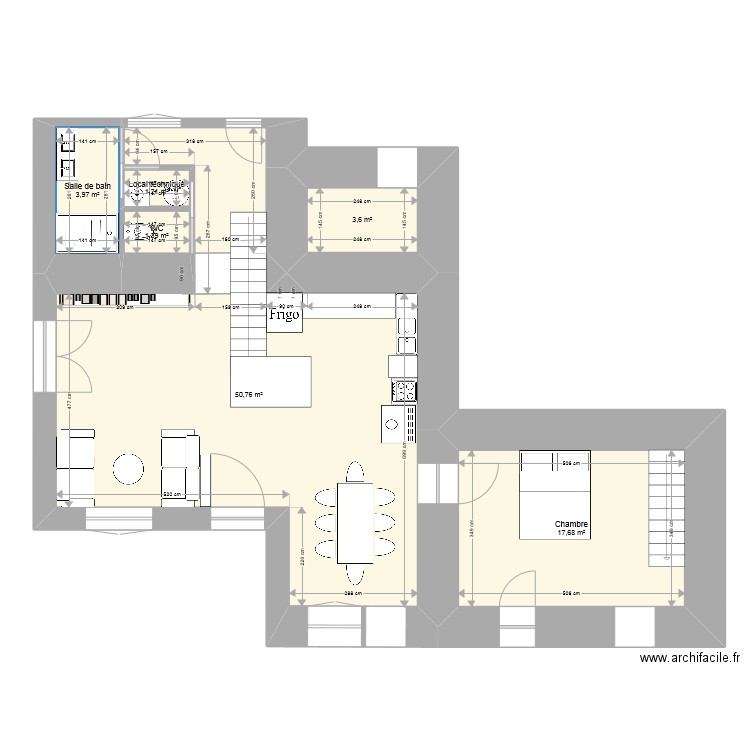 KERZEPRE RDC. Plan de 6 pièces et 79 m2