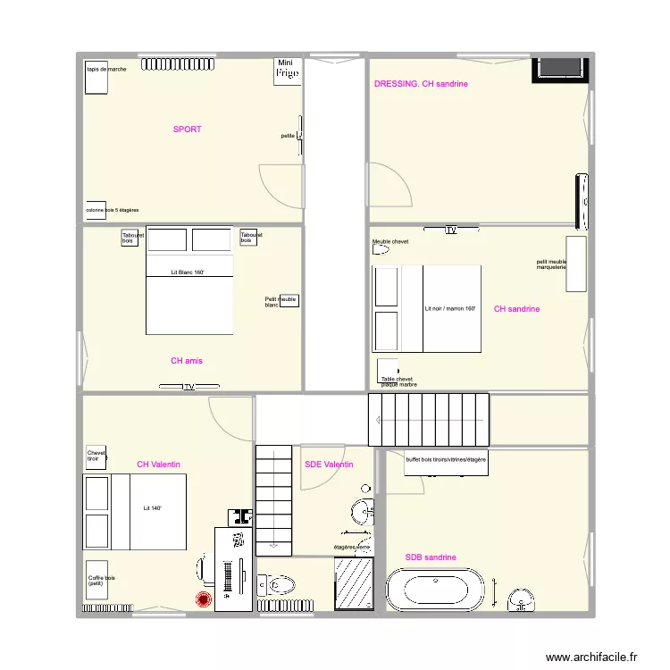 R+1 Meubles. Plan de 