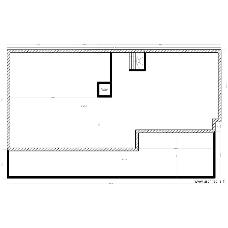 roof top nu. Plan de 3 pièces et 345 m2