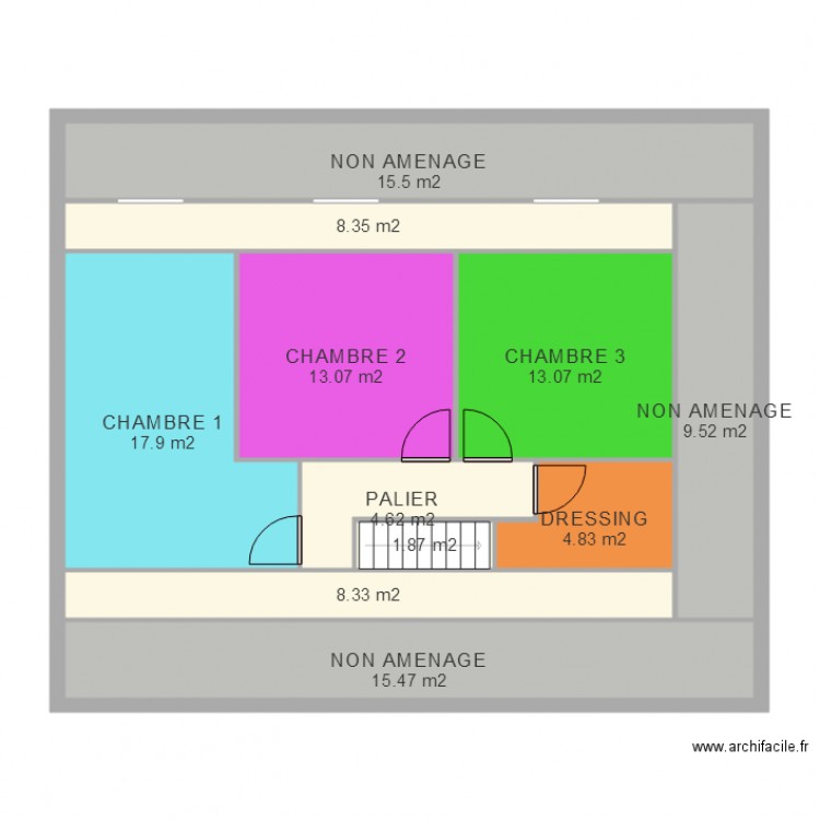 AMENAGEMENT ETAGE PERMIS CONSTRUIRE. Plan de 0 pièce et 0 m2