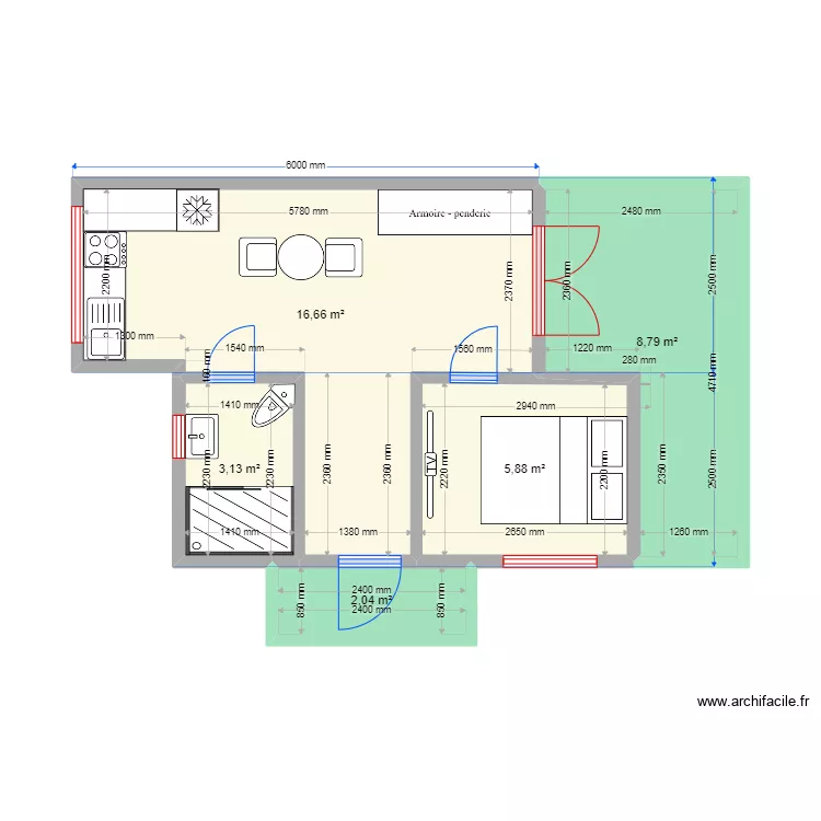 DOUBLE OFFSET 30М&sup2;. Plan de 
