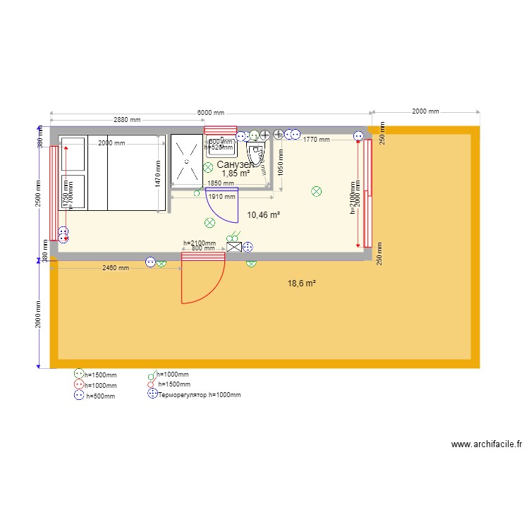 15 2 el. Plan de 0 pièce et 0 m2