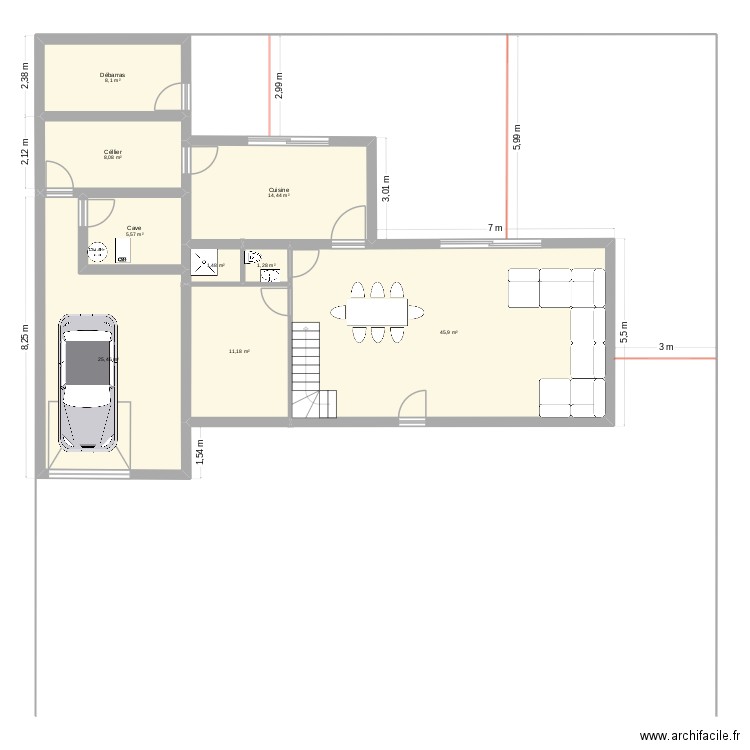 plan 2. Plan de 9 pièces et 122 m2