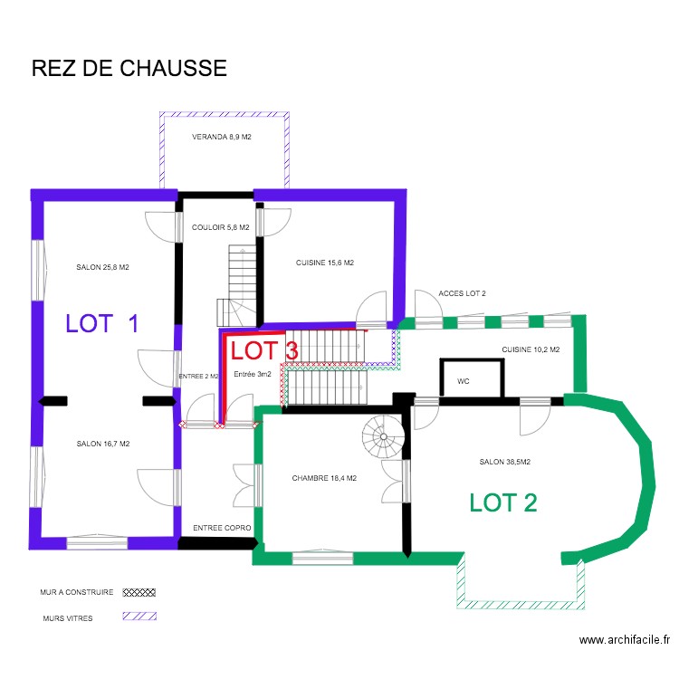 REZ DE CHAUSSE GUILLAUME SANS CONSTRUCTION. Plan de 0 pièce et 0 m2
