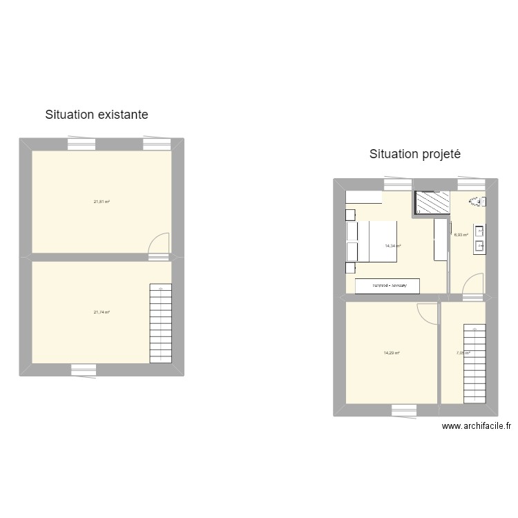Buzet R+1. Plan de 6 pièces et 86 m2