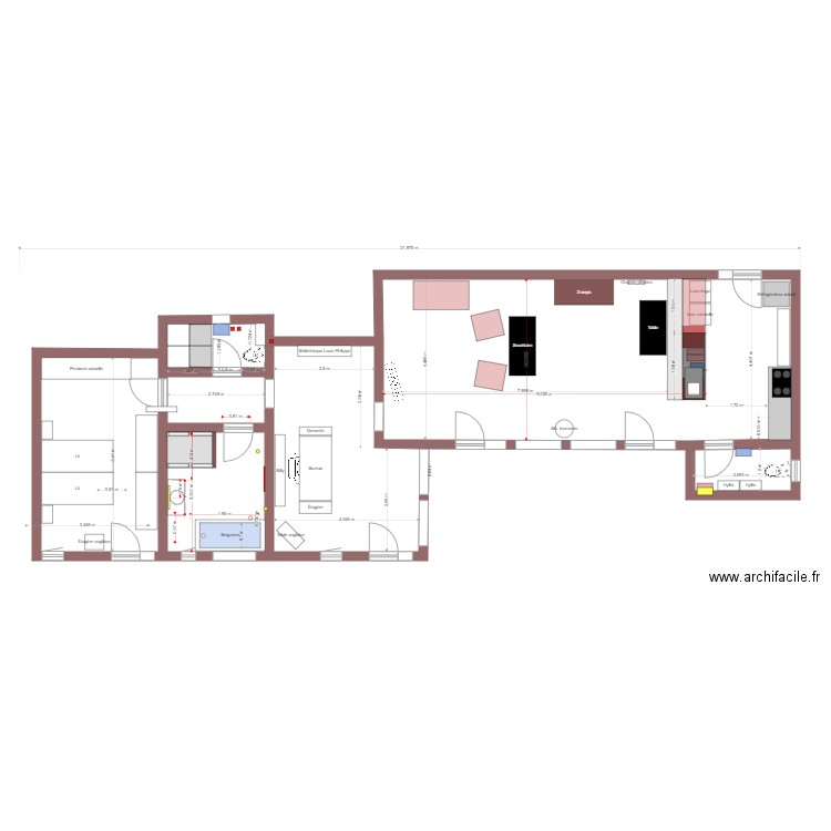 Chambre bled. Plan de 7 pièces et 108 m2