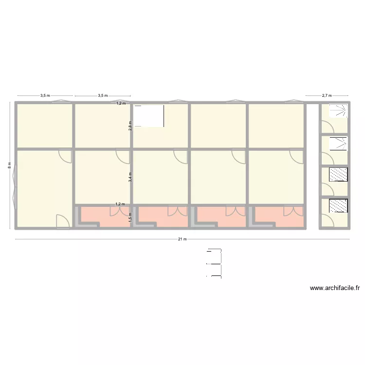 Batiment Anivrano. Plan de 20 pièces et 121 m²