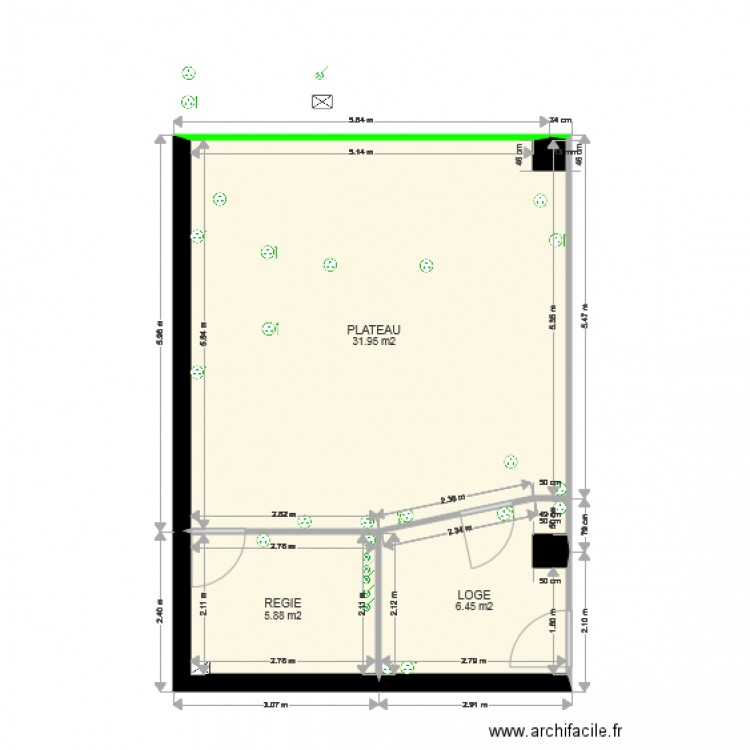 Plan circuit électrique Studio Provence. Plan de 0 pièce et 0 m2