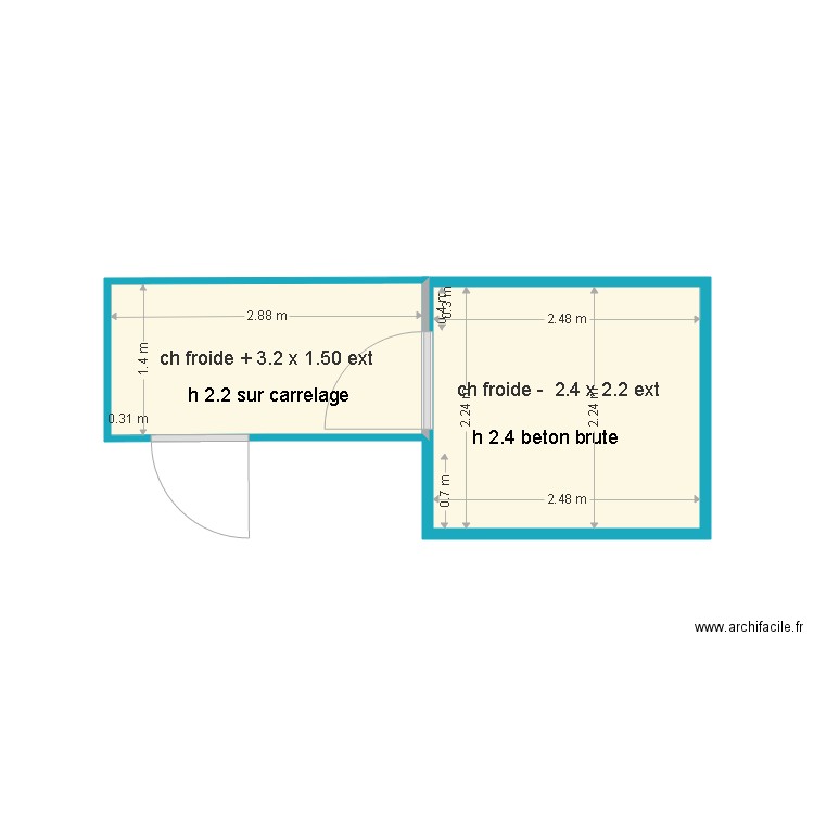 plan chambre froide accolée le jardin. Plan de 0 pièce et 0 m2