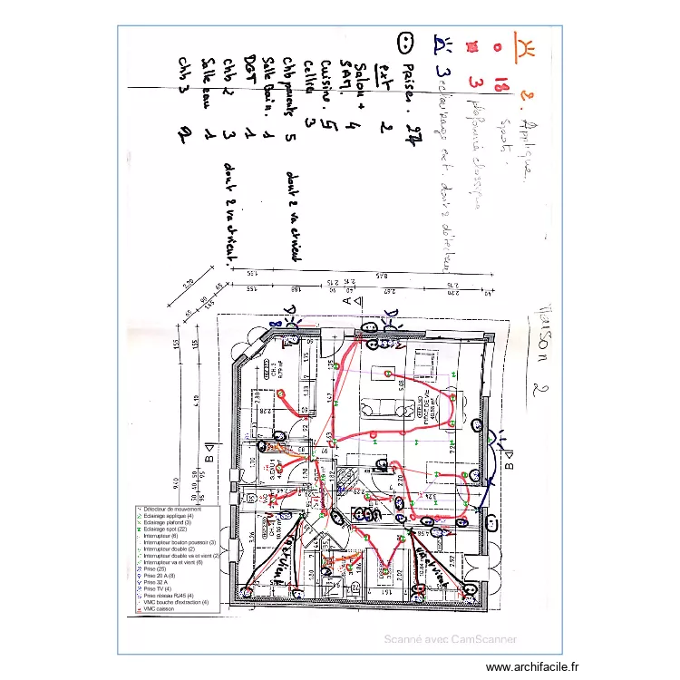 plan electrique mason F4 LEVEQUE. Plan de 