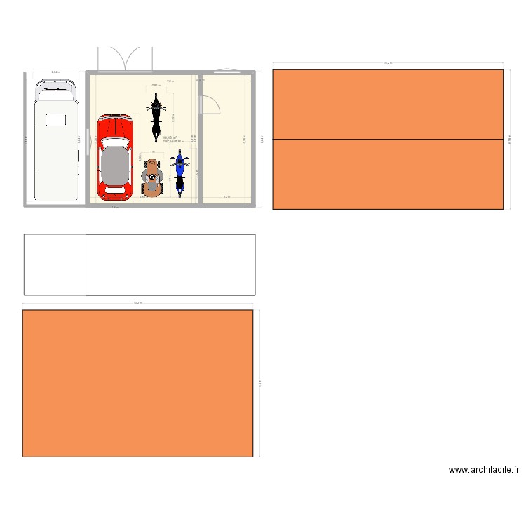 garage. Plan de 1 pièce et 40 m2