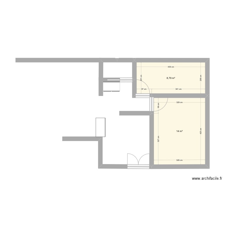 Lavare2. Plan de 2 pièces et 23 m2