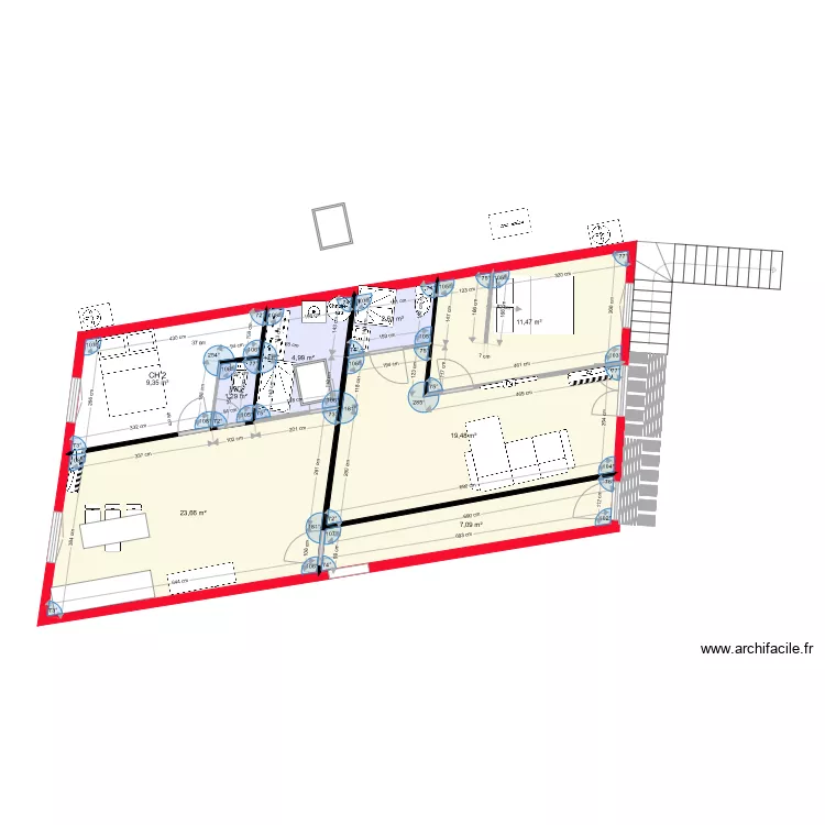 2 apparts 1 ch  ESSAI AVEC PETITE SDB2. Plan de 