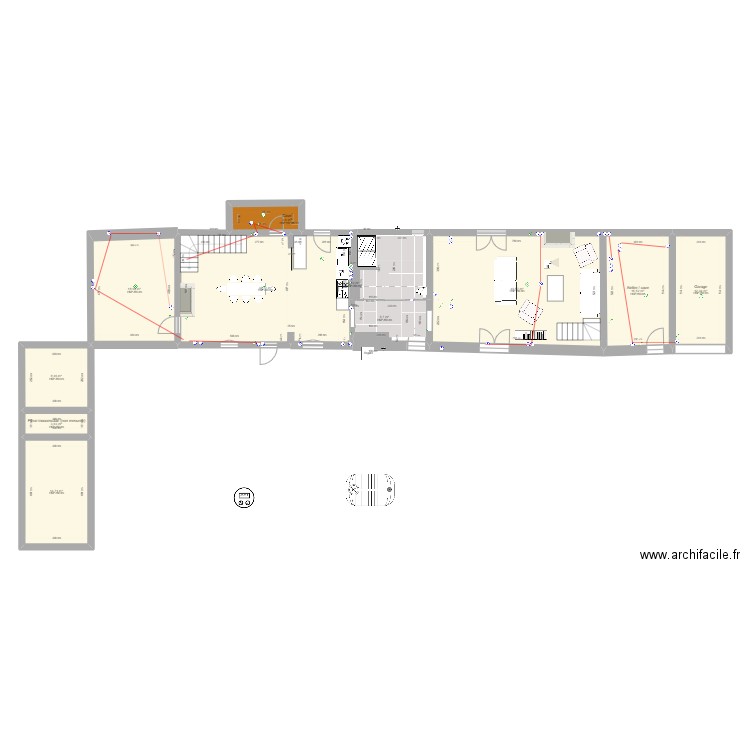 SDB calepinage v2. Plan de 16 pièces et 258 m2