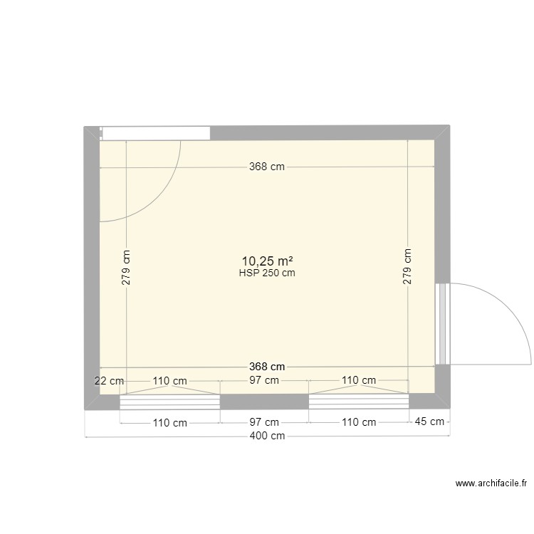 Cuisine. Plan de 1 pièce et 10 m2