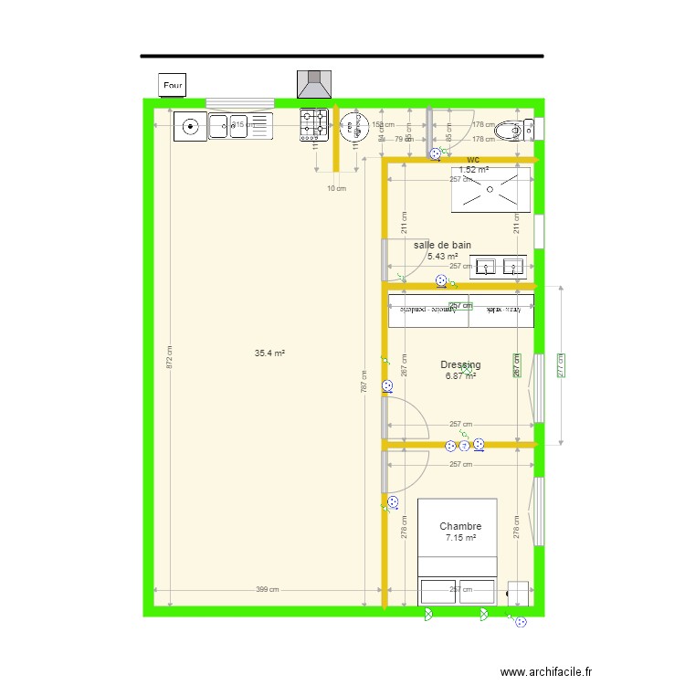 Chambre  Dressing wc salle de bain. Plan de 0 pièce et 0 m2