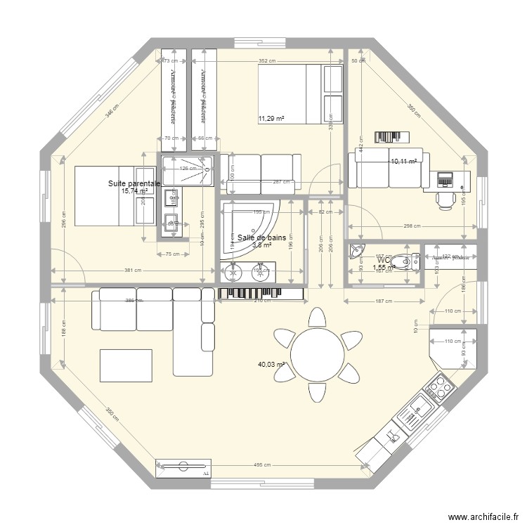 Maison hexagonale. Plan de 0 pièce et 0 m2