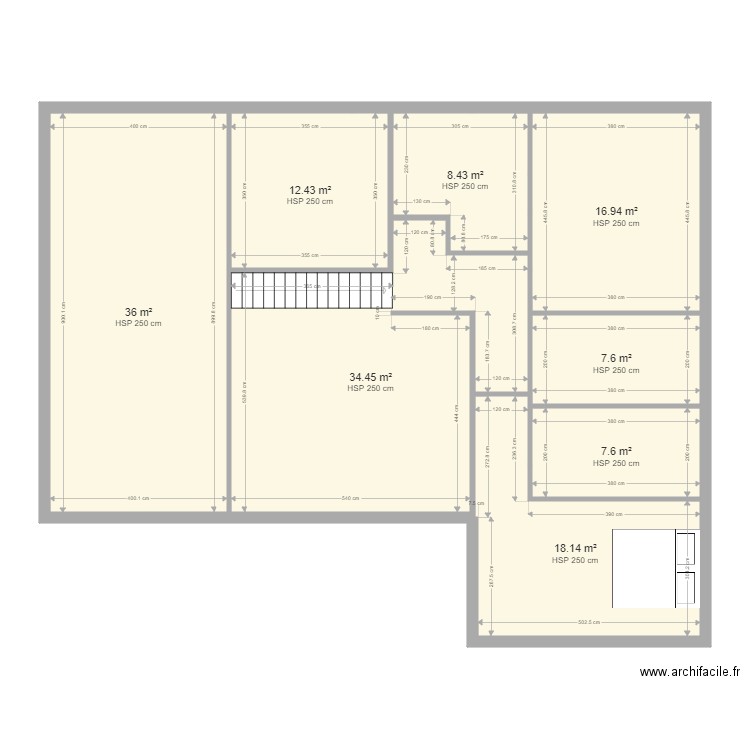 Zboub3. Plan de 17 pièces et 283 m2