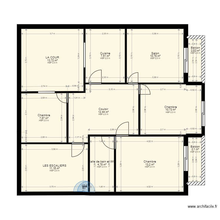 1er etage. Plan de 0 pièce et 0 m2
