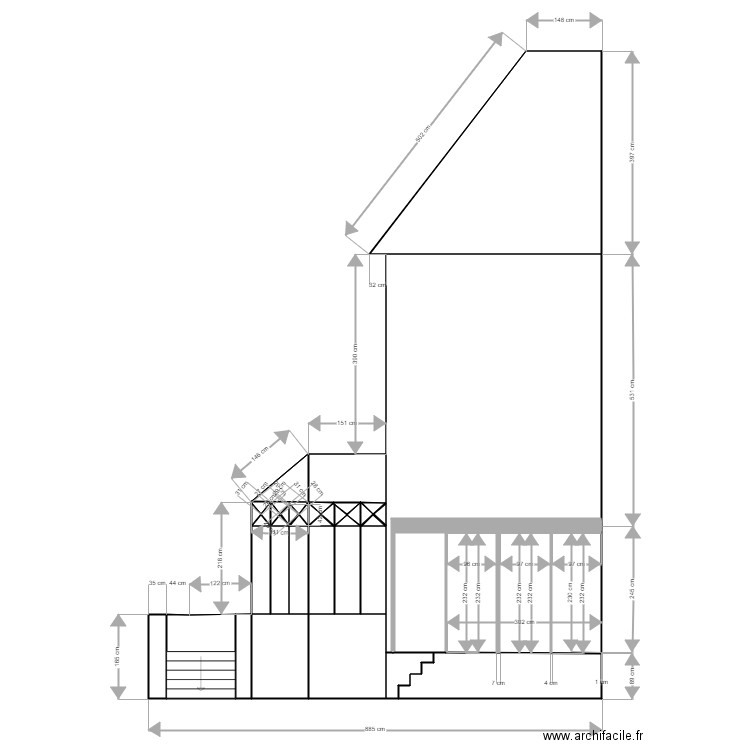 Projet Michaud coté avec la véranda. Plan de 0 pièce et 0 m2