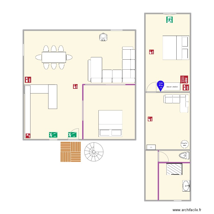 gites incendie. Plan de 0 pièce et 0 m2