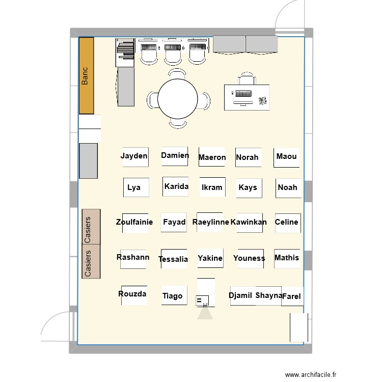 Classe P1. Plan de 1 pièce et 65 m2