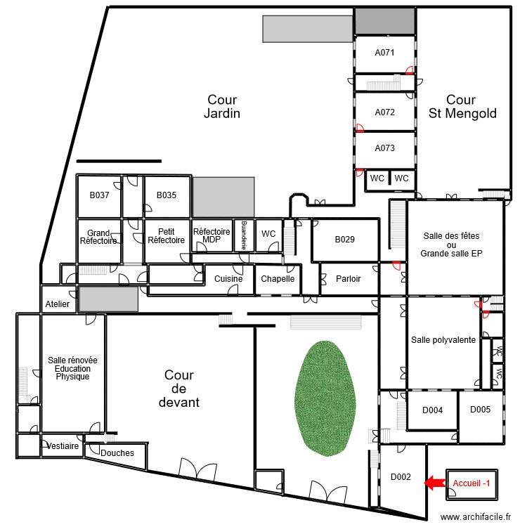 ISMHZoneAniveau0bisABCDE. Plan de 42 pièces et 1924 m2