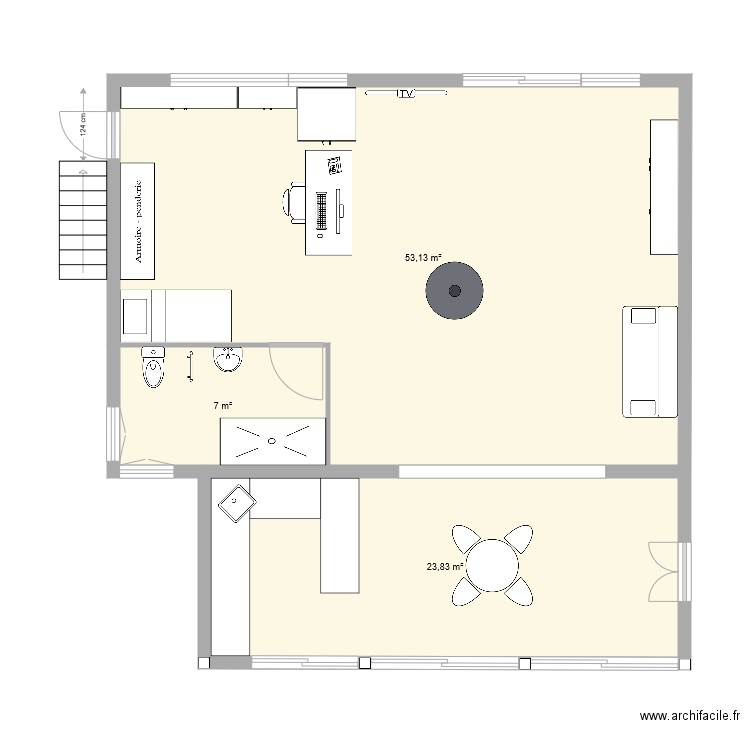 Maison Vaux sur mer RDC projet 6112021. Plan de 3 pièces et 84 m2