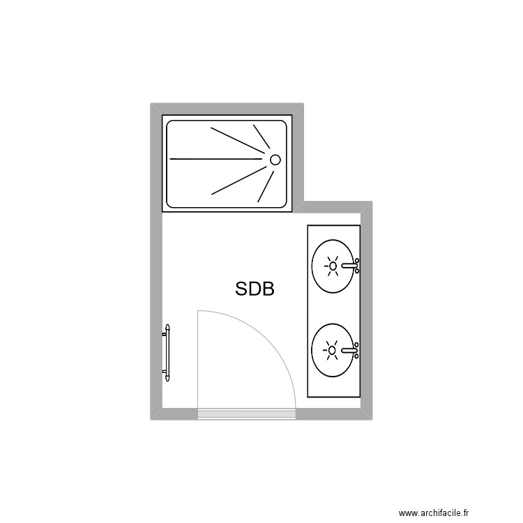 SDB LMAB. Plan de 1 pièce et 4 m2