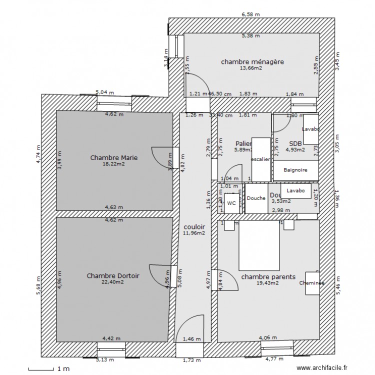 chambres et sdb dimention. Plan de 0 pièce et 0 m2