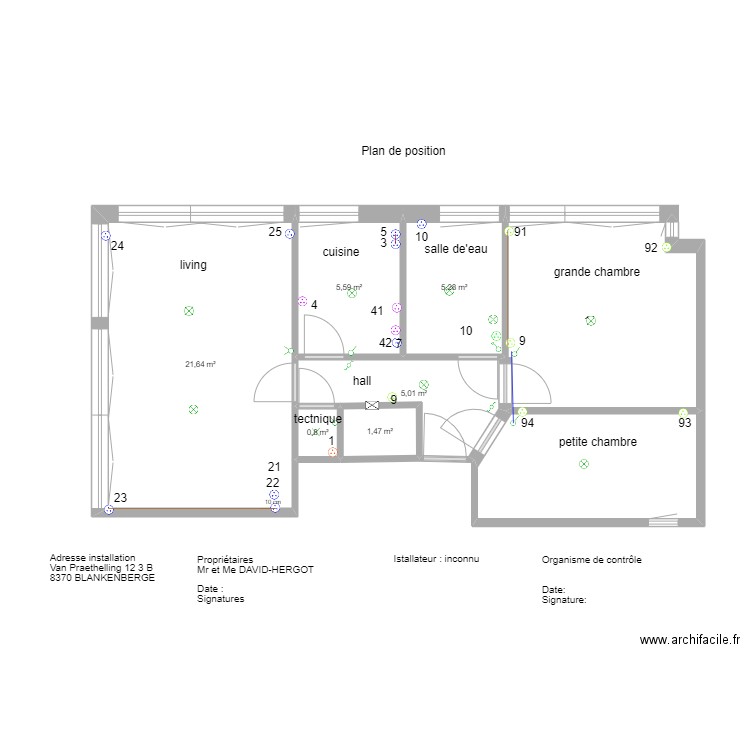 Appartement  électricité. Plan de 0 pièce et 0 m2