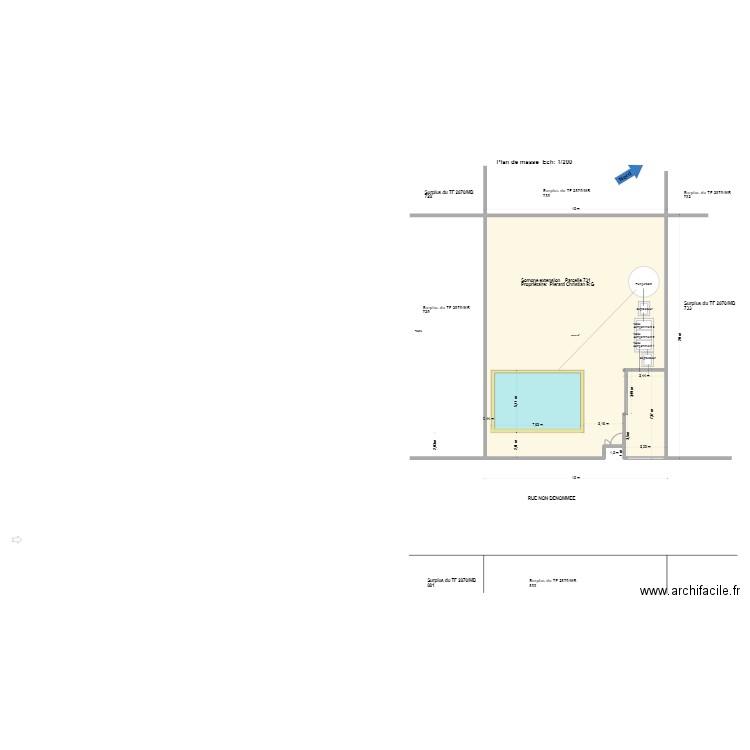 Somone terrain amenagement. Plan de 1 pièce et 286 m2