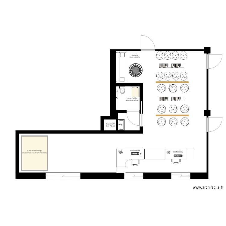 Plan dimplantation N2. Plan de 3 pièces et 62 m2