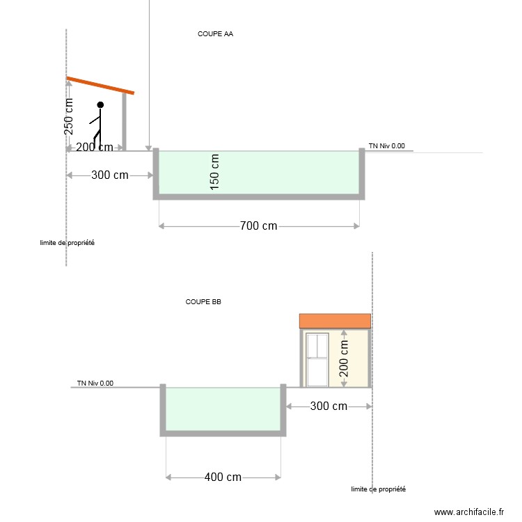 coupe piscine. Plan de 0 pièce et 0 m2