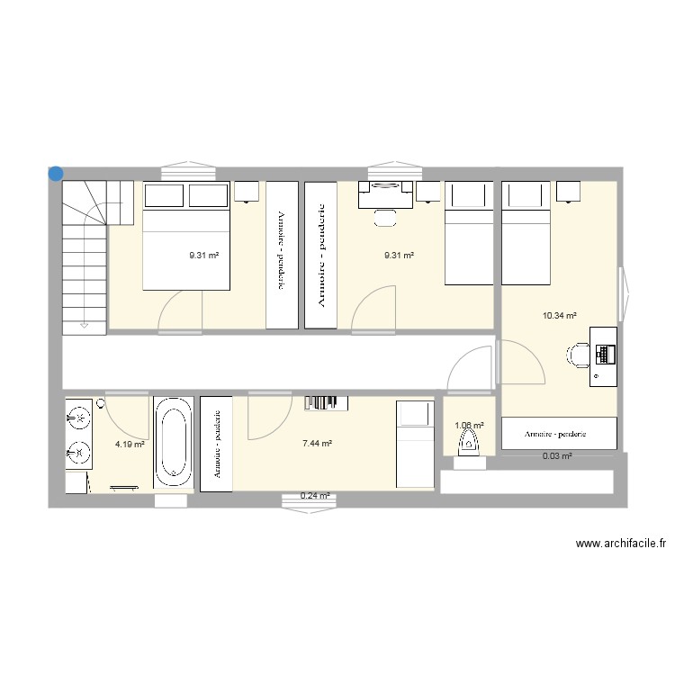 étage 55 m2. Plan de 0 pièce et 0 m2