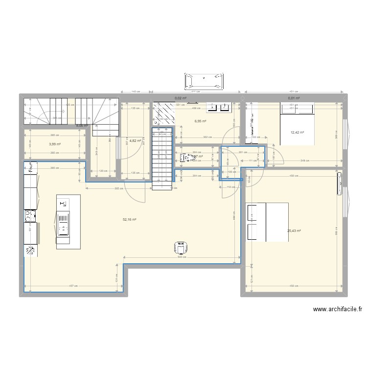 2ieme. Plan de 10 pièces et 116 m2