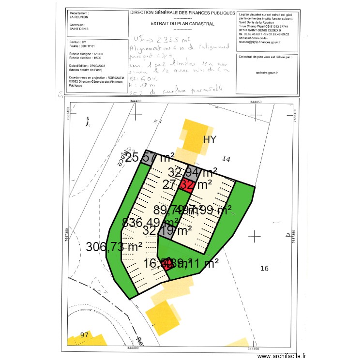 HY 15 . Plan de 10 pièces et 2355 m2