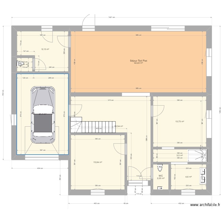 Lagouge Guy. Plan de 13 pièces et 162 m2