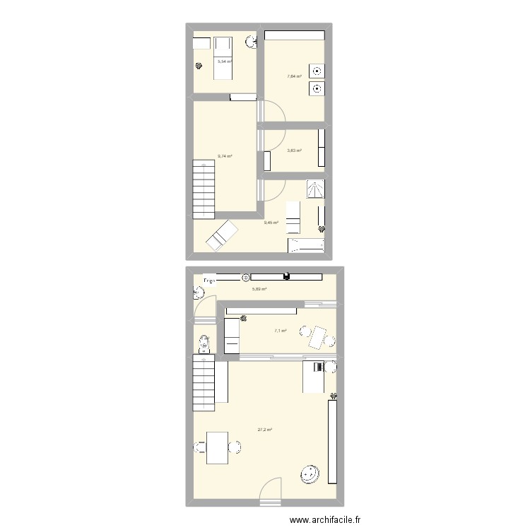 Rev'Institut. Plan de 9 pièces et 77 m2