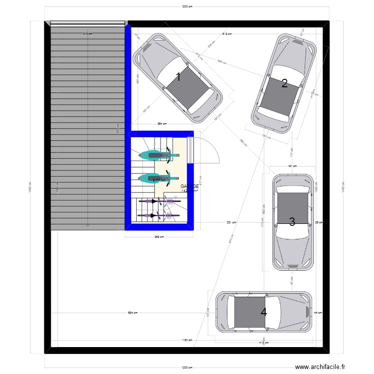 GARAGE. Plan de 2 pièces et 151 m2