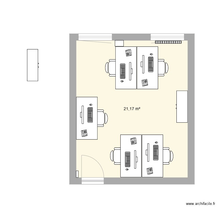 bureau GEMAPI. Plan de 1 pièce et 21 m2