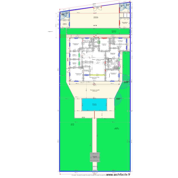 A LG 59 REZ b. Plan de 76 pièces et 5357 m2