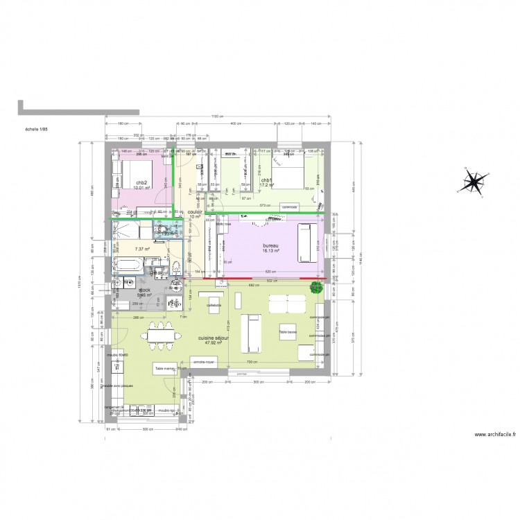 maison finale modif sdb. Plan de 0 pièce et 0 m2