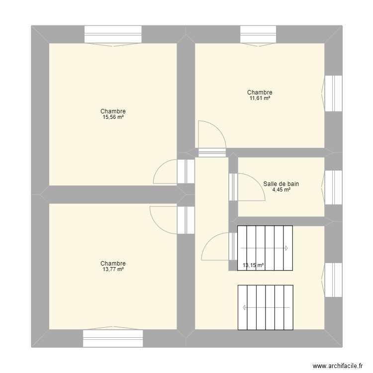 bruyere étage. Plan de 5 pièces et 59 m2