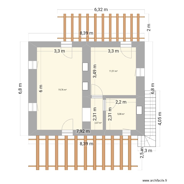 Toubab Dialaw 2. Plan de 4 pièces et 38 m2